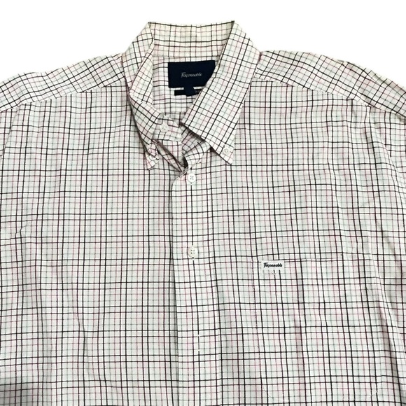 Men’s Faconnable Classique check plaid shirt casual chest pocket France sz large - Picture 3 of 7